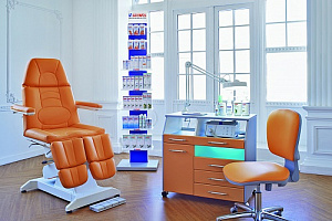 ПЕДИКЮРНОЕ КРЕСЛО "ФУТПРОФИ-2", 2 ЭЛЕКТРОПРИВОДА, С ГАЗЛИФТАМИ НА ПОДНОЖКАХ
